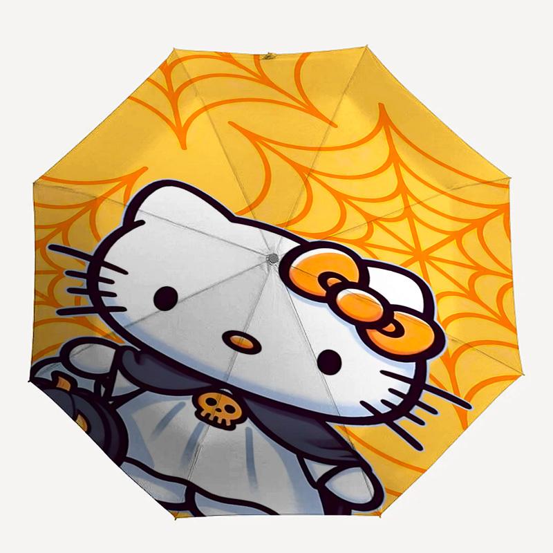 

1pc Hello Kitty Halloween umbrella automatic open/close, 8-Rib Durable Frame, Compact Folding Design, Ideal Birthday/Holiday Gift e1138A