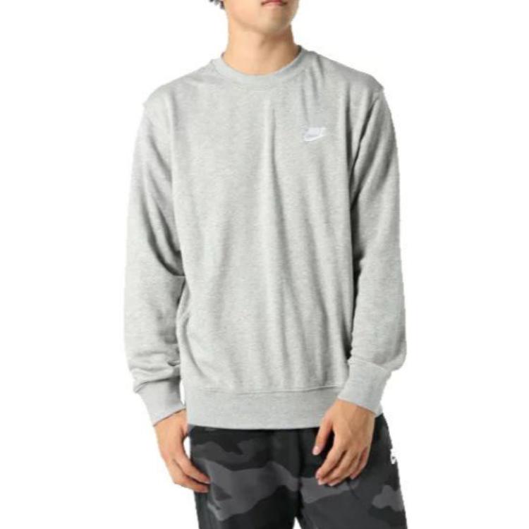 Nike Logo Crew Neck Pullover Long Sleeve Sweatshirt And Jogger Pants Set Men Sweatshirt And Pants Gray Black BV2667-063+BV2680-010