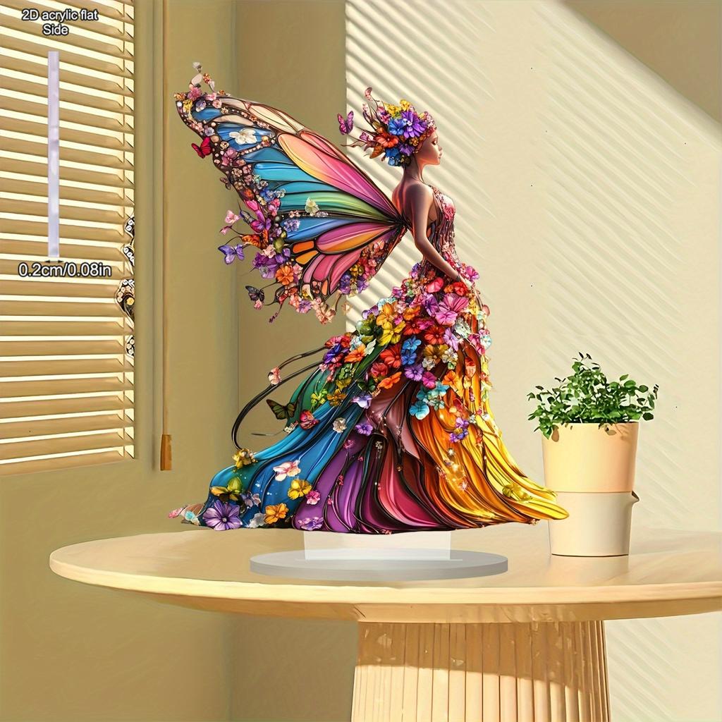 2D Flat Acrylic Colorful Butterfly Fairy Decoration, Indoor and Outdoor Decoration - No Battery/electricity Required, Free Day Decorati