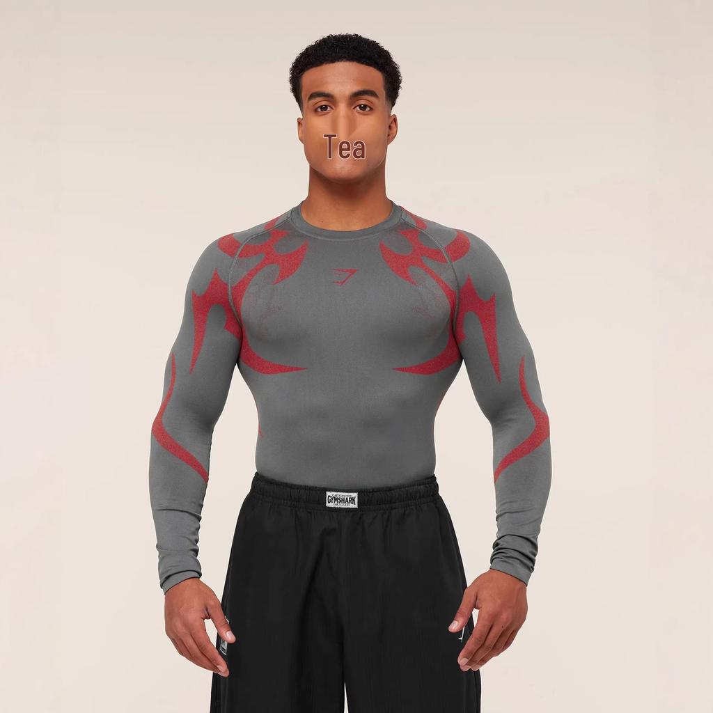 GYMSHARK Heren Storm Naadloos Lange Mouwen Sneldrogend Compressie Shirt voor Sport & Fitness
