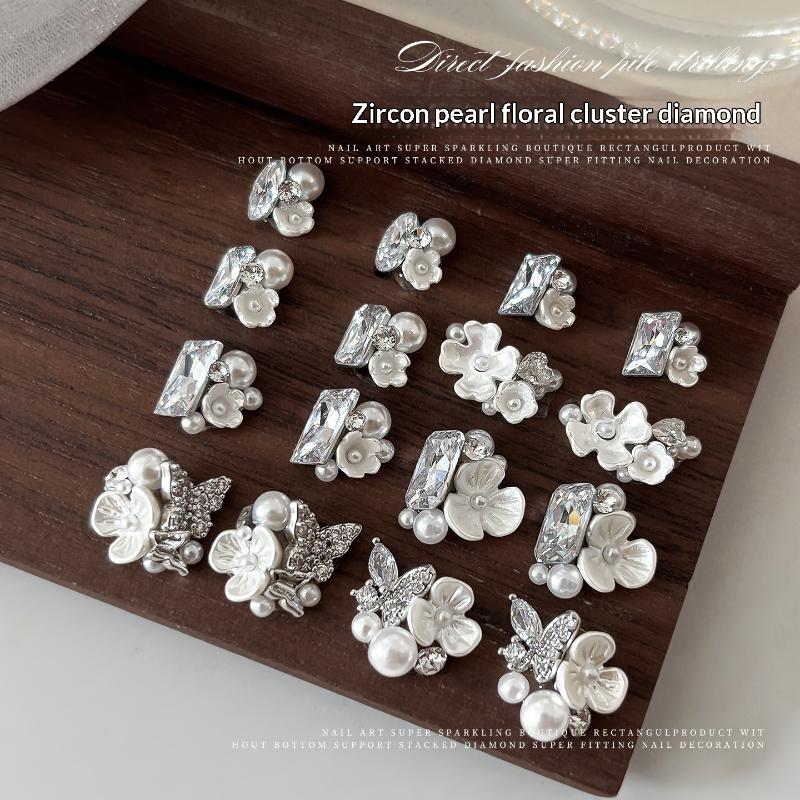 1Pcs Zircon Pearl Nail Diamond Nails Decoration Nail Shiny Nail Gems Jewelry Nail Charm Diy Accessories