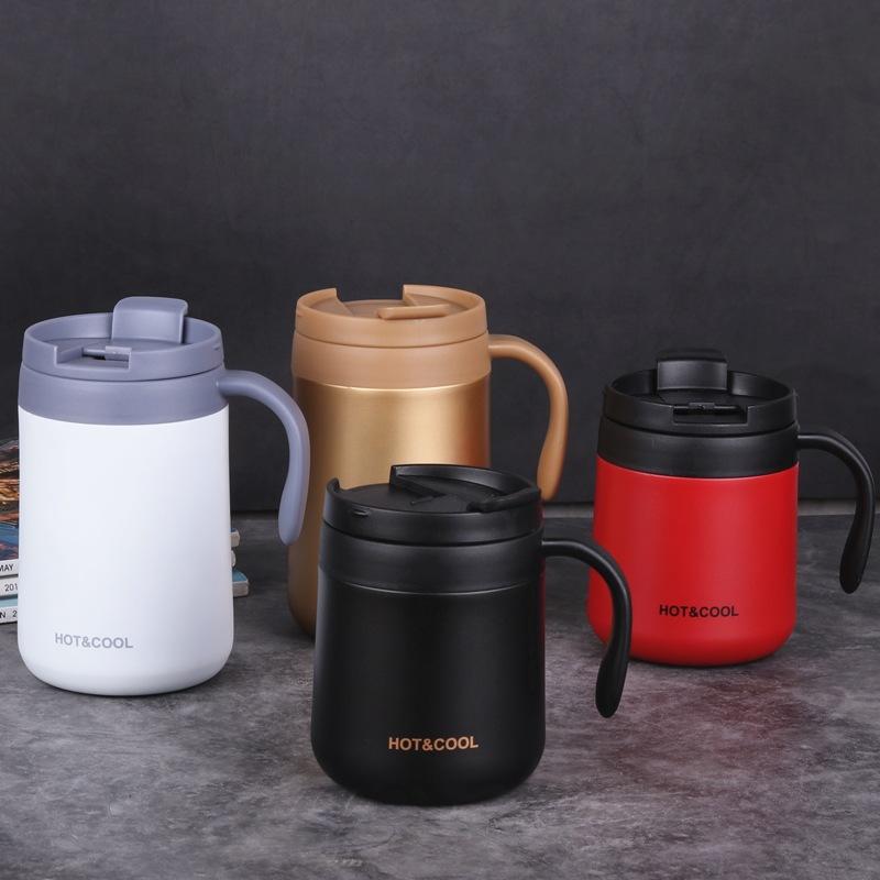 350ml/500ml Stainless Steel Coffee Thermos Mug Cold and Hot Thermal Water Bottle with Handgrip Office Vacuum Flask Tea Cup