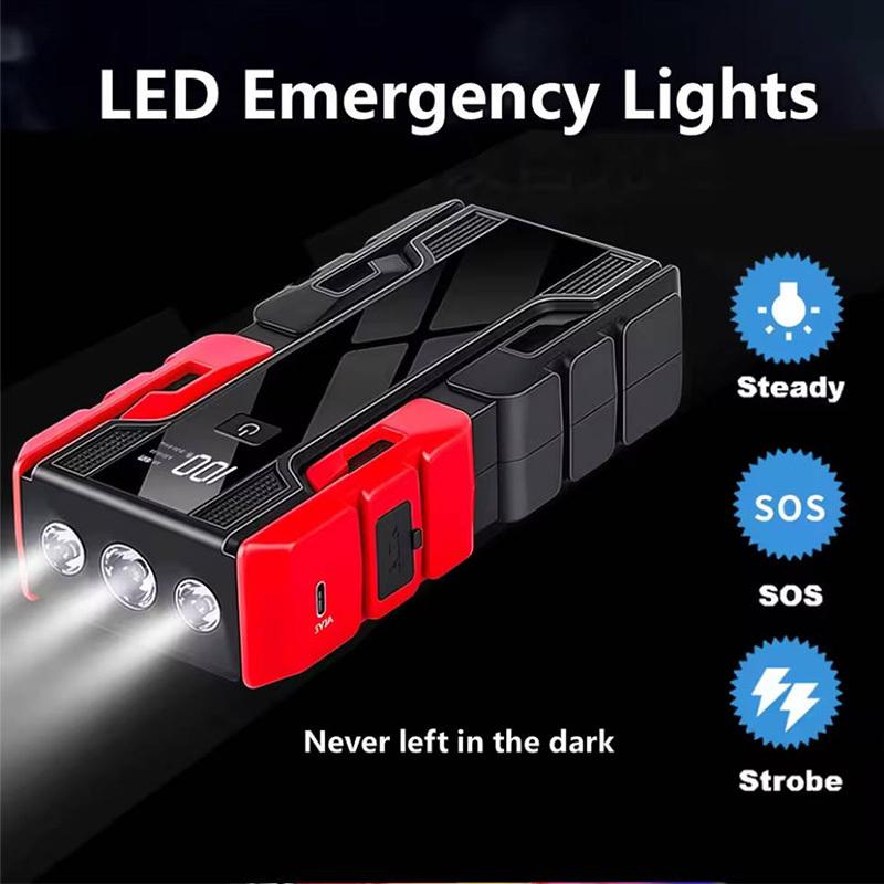 12V Portable Car Jump Starter: 99800mAh Large Capacity Lithium Booster for 8.0L Gas & 5.5L Diesel Engines