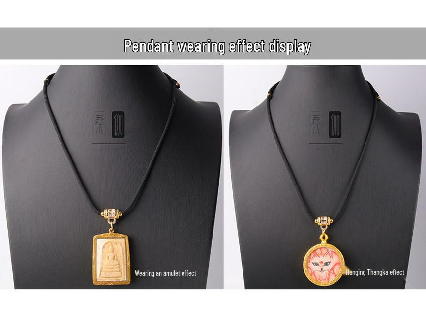 Amuletă Buddha Thailanda Lumină Aurie Lux Diamant Șnur Cordon – Colier Ajustabil