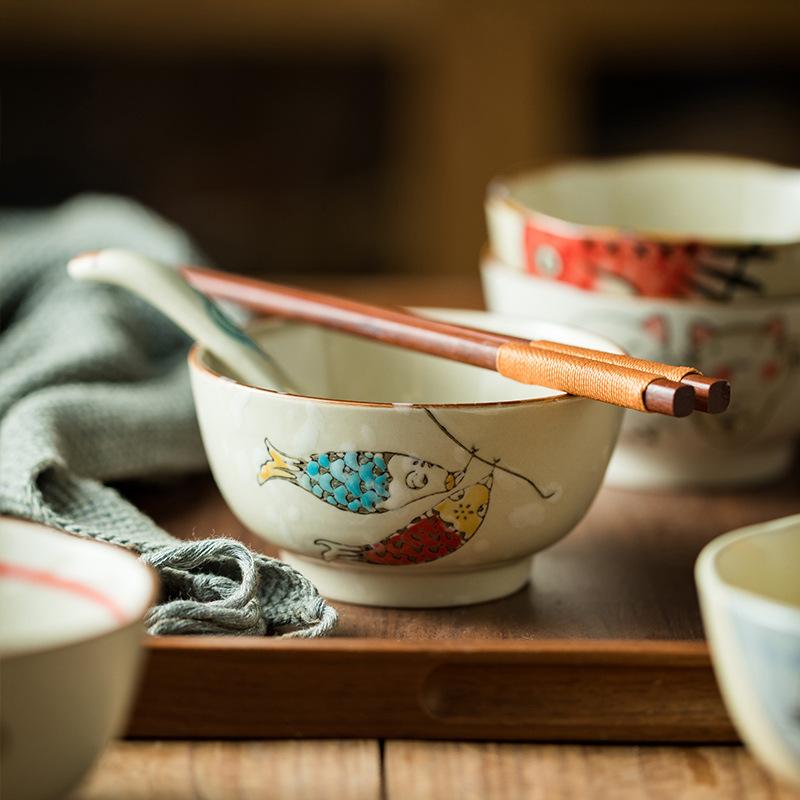 Cat Series Ceramic Home Japanese Rice Bowl 4.5 Inches