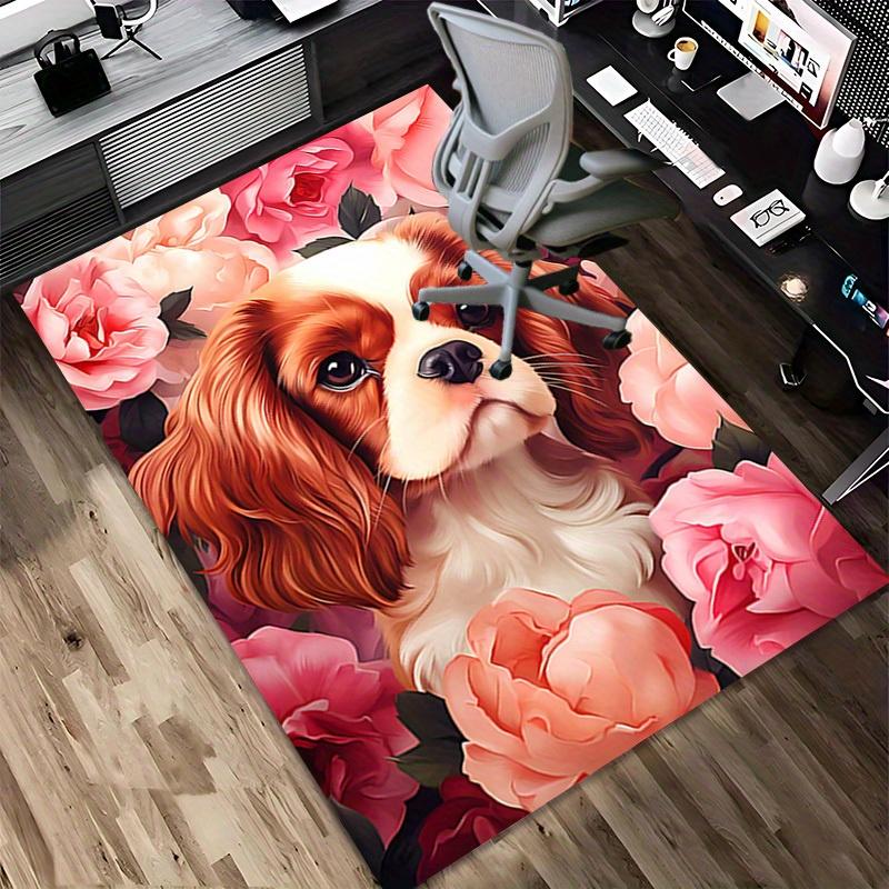 1pc Floral Canine Themed Rug for Home Decor, Non-slip Office Carpet, Chair mat, Outdoor Mat, Christmas and Halloween gifts-0731129