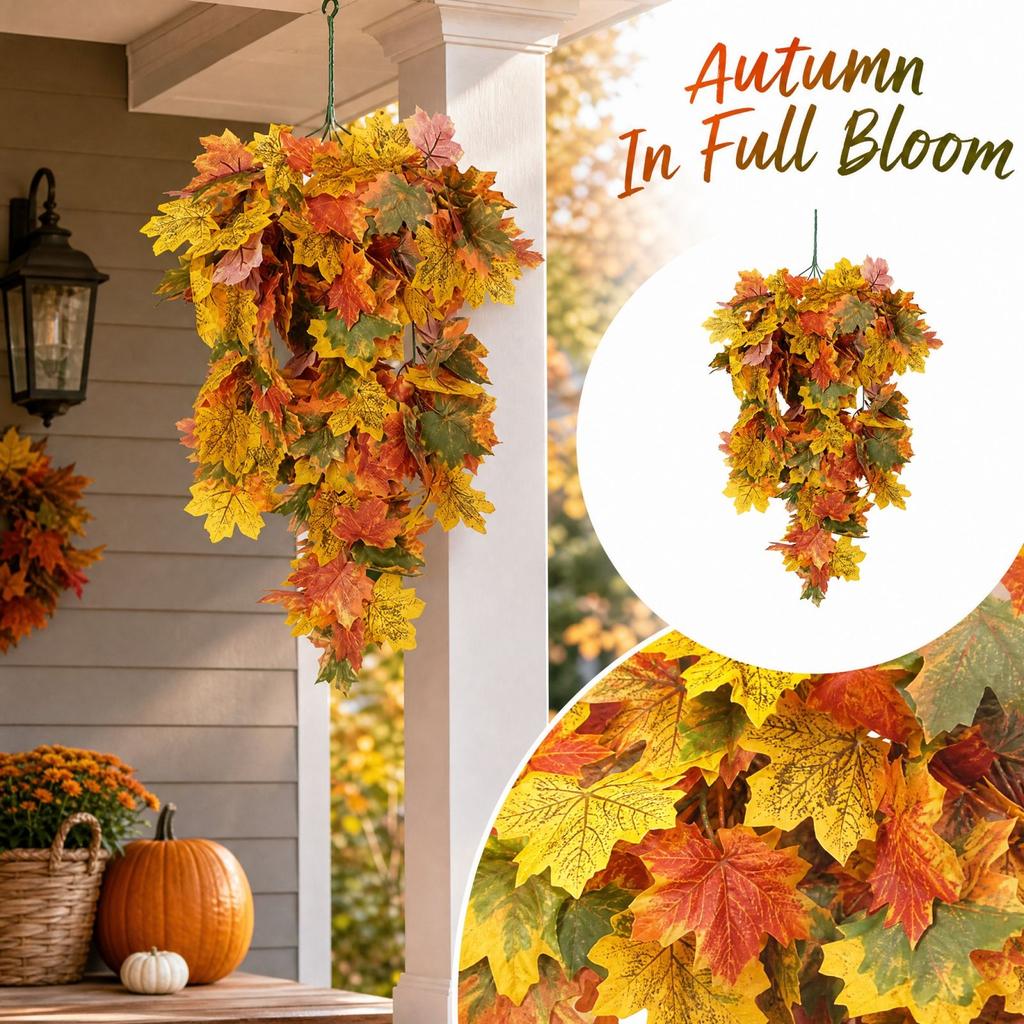 Artificial Maple Leaf Wall Hanging Garland for Fall Home Decor Indoor Outdoor
