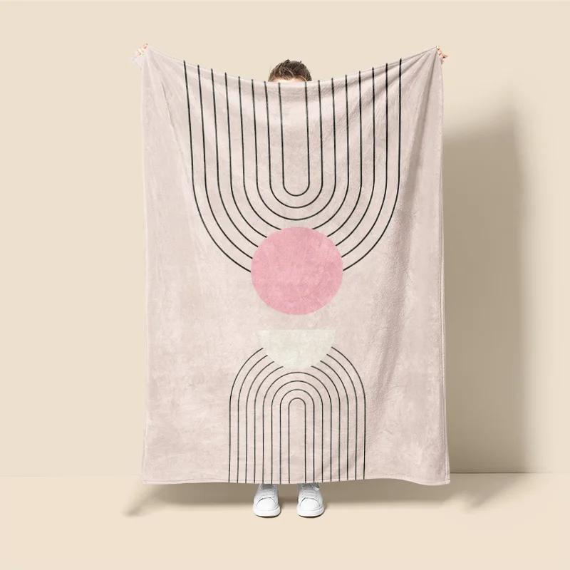 

Morandi Tone Abstract Botanical Throw – Scandinavian Minimalist Blanket for Sofa & Café Home Use – Dual Purpose Graffiti Design 130x150cm(51x59in)