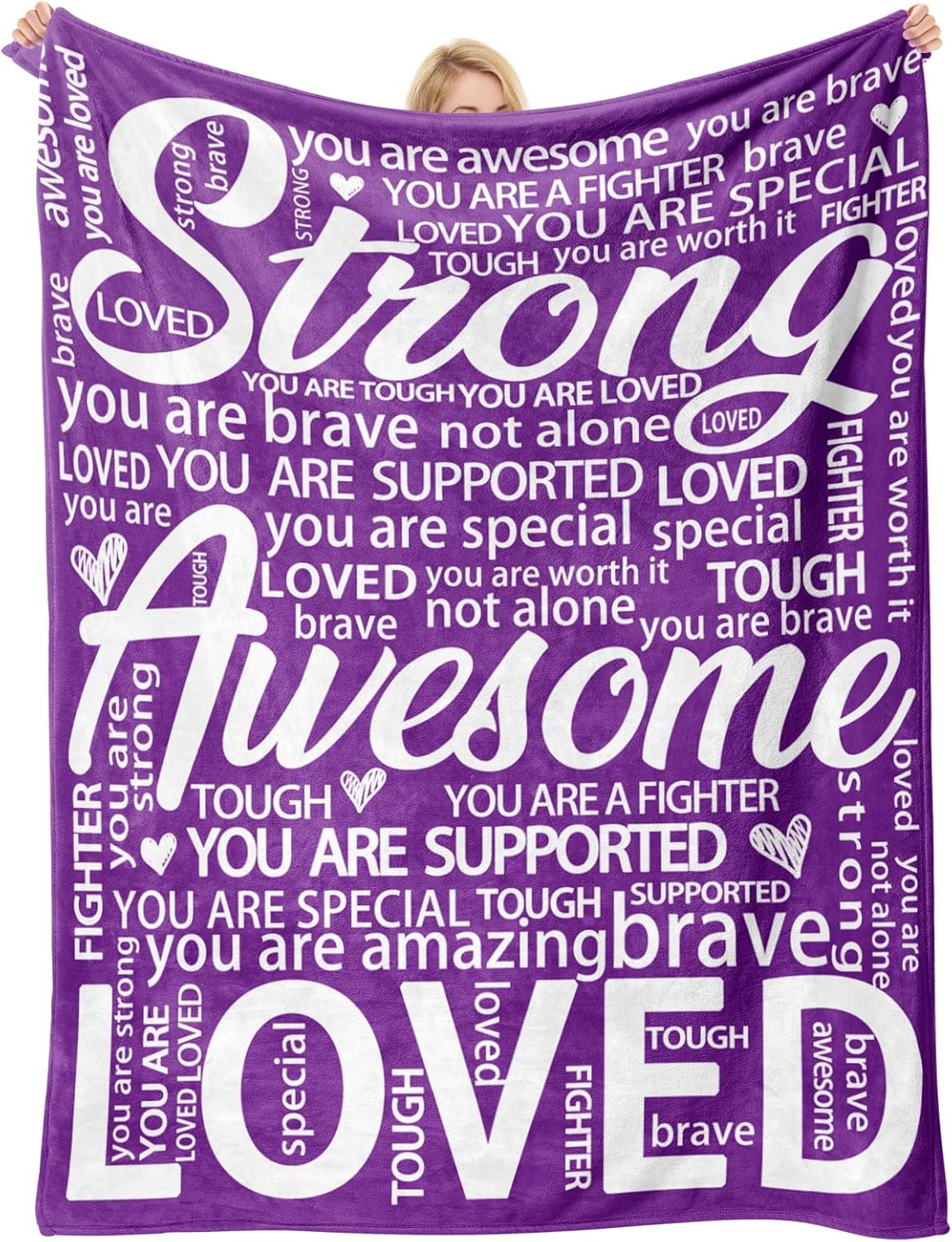 Inspirational Healing Throw for Cancer Patients Soft Comfort Blanket Care Gift for Women Encouragement for Recovery and Hope wi Size: 75*100cm, Weight: 230 GSM