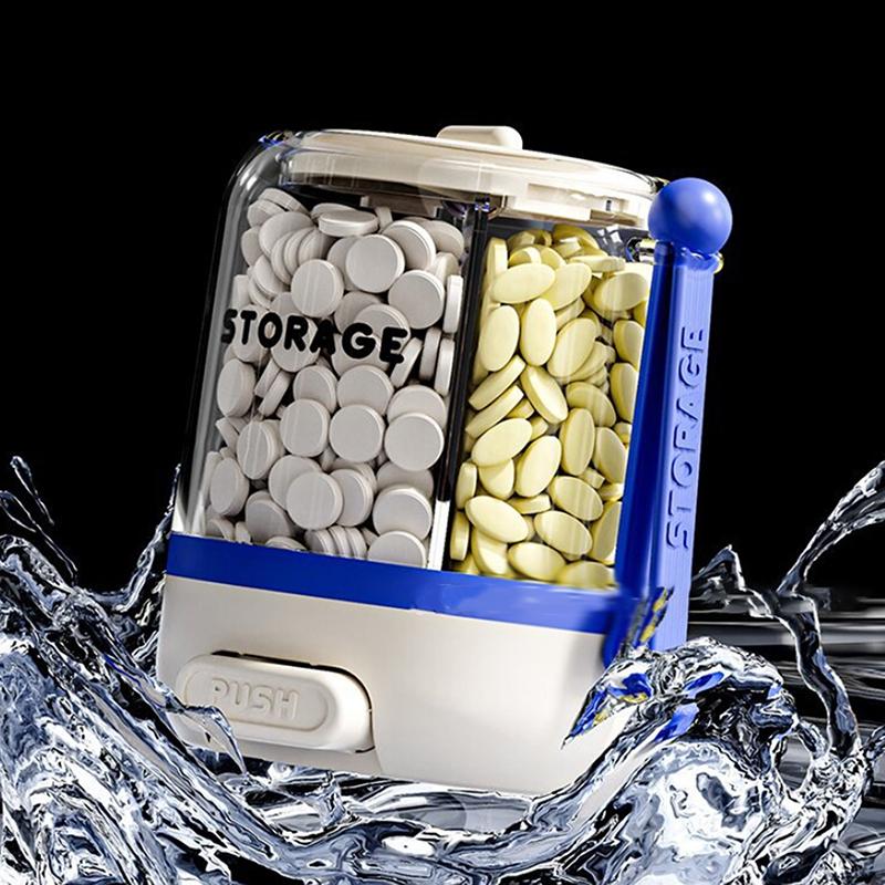 Round Pill Box 4-Compartment Pill Case Drug Dispense Mini Portable Daily Medicine Box Organizer Case Tablet Storage Container