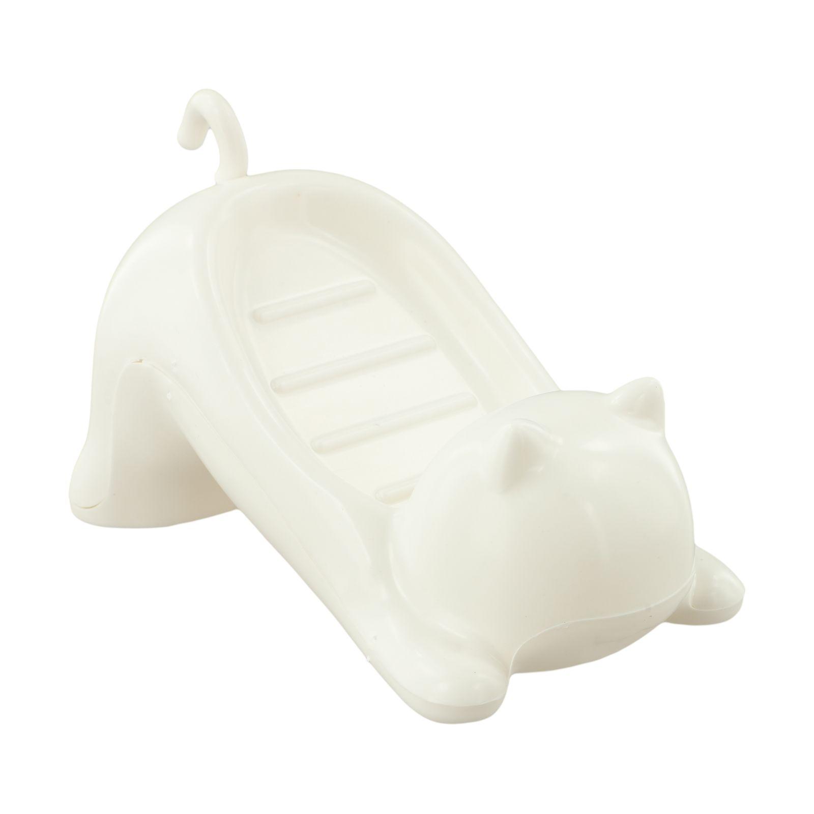 

Bathroom Decor 10*18*9.5CM Cat Soap Dish Bathroom Accessory ABS Material Built-in Drainage Hole Organizational Tool