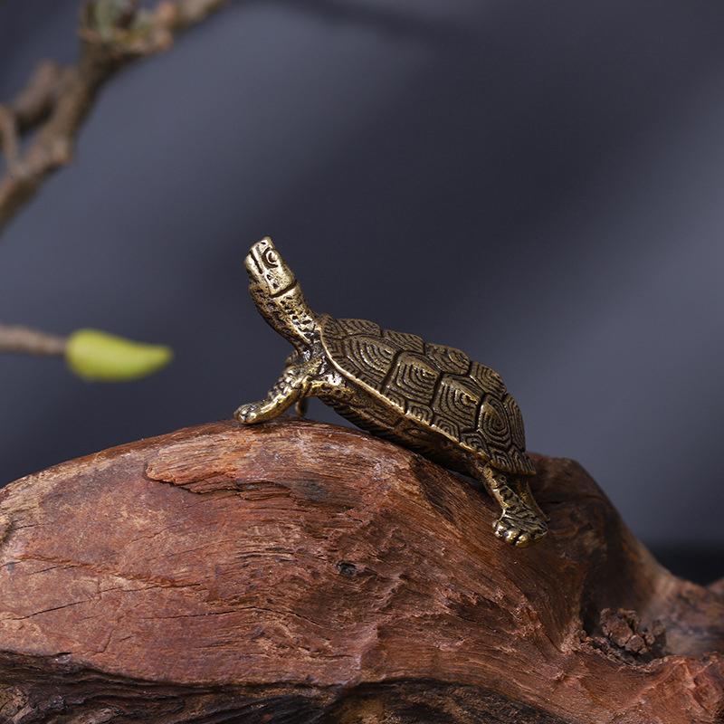 Schildkrötenstatue aus reinem Kupfer, Vintage-Schildkrötenfiguren aus Messing, für den Schreibtisch, Feng Shui-Ornament, Miniaturen, antikes Teehaustier, Basteln, Geschenke