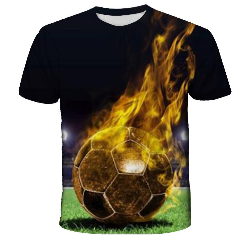 Summer Boys Girls Fashion 3D T-Shirt Men's Football Soccer Fire Funny Printed Tshirt Boys Girl Teen Kids Children Tops