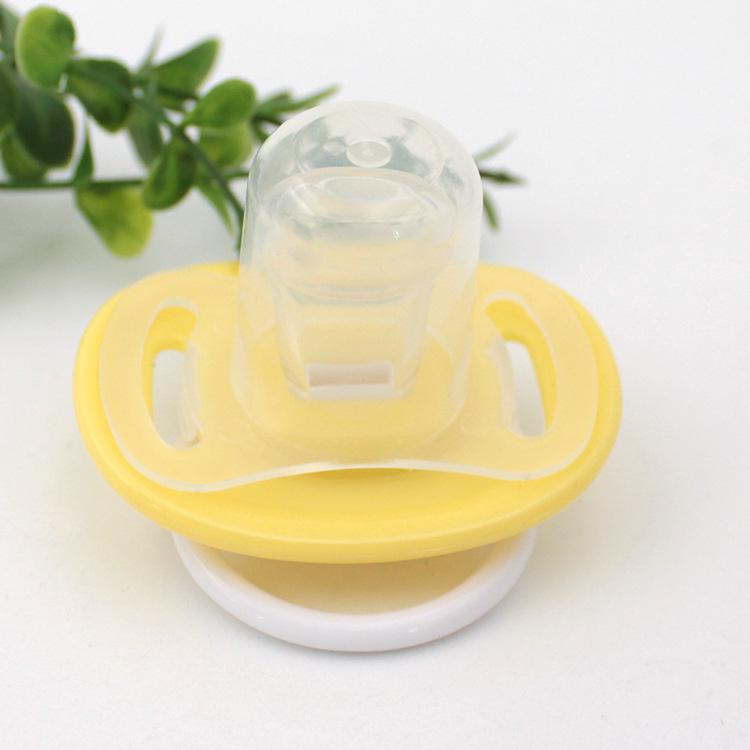 

Baby Silicone Pacifier Sleep Soother Round And Flat Nipple Design Easy To Stop Crying Baby Sleep Aid [yellow] рожевий