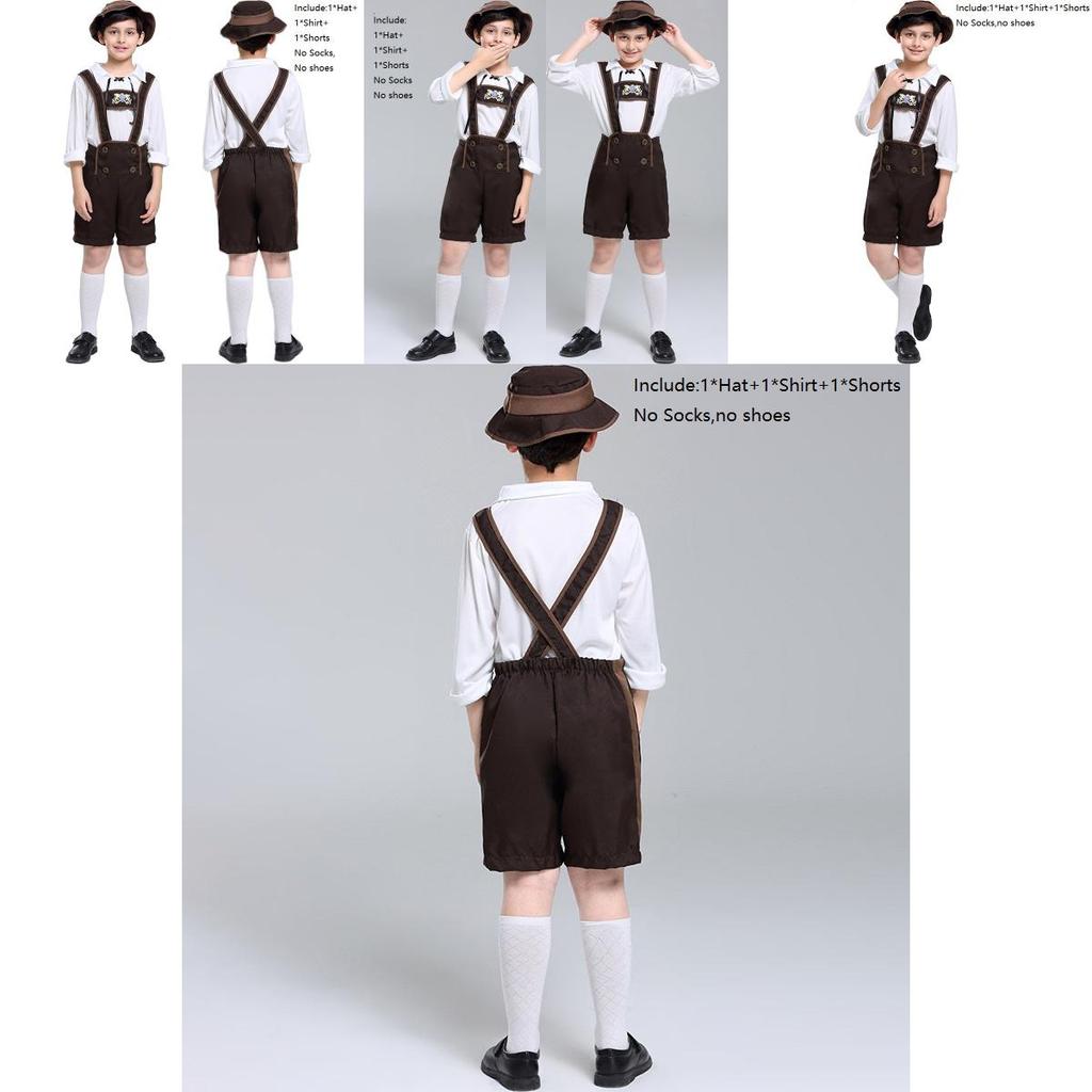 Elegant Children's German Oktoberfest Stage Costume With Hat For Halloween Cosplay