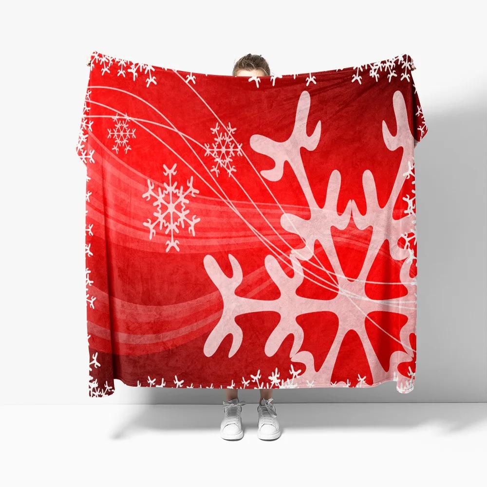 Christmas Theme Flannel Throw Blanket Christmas Tree Snowflake Pattern for Couch Bed Sofa Festival Gift for Boy Girl Lightweight