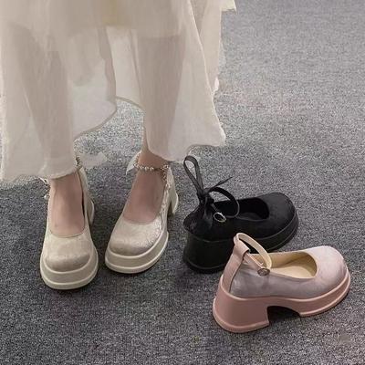 Mary Jane Single Shoes Platform High Heels Women's Autumn 2025 New French with Skirt Thick Heel Gentle Small Leather Shoes