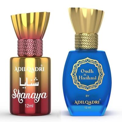 AdilQadri Shanaya & Oudh Al Hashmi Attar Combo | Arabic French & Sweet Scent | Long Lasting Alcohol-Free| Pack of 2-12ML Each