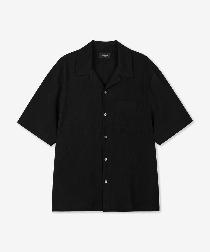 Tienjiti Kinoshita Seersucker Open Collar Shirt (Black) Tnsh6E201Bk
