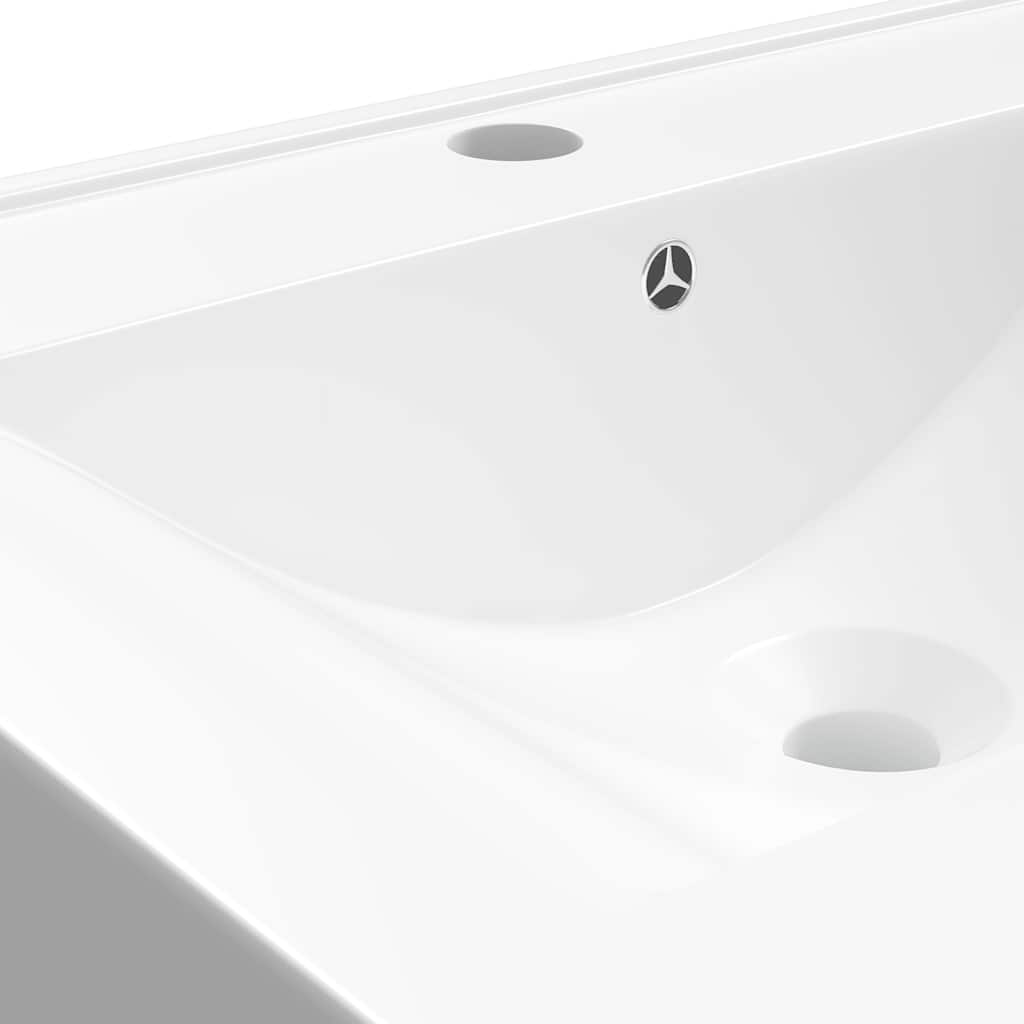 Luxury Ceramic Wash Basin Rectangular White with Faucet Hole 60 x 46 cm