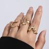 SHIXIN 3Pcs Design Irregular Lines Geometry Open Ring Set for Women Punk Gold Color Hollow Out Curved Ring Party Wedding Jewelry
