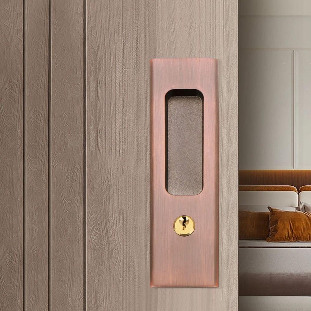 New Zinc Alloy Sliding Door Lock Interior Door Anti-theft Door Pull Lock Hidde Furniture Hidde Handle Lock Sliding Door