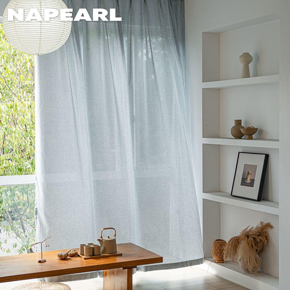 1PC NAPEARL Cream Style Semi Blackout Curtains Japanese Imitation Linen Thick Curtains for Bedroom Living Room Balcony Window for Home Decor