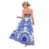 2026 European and American new dresses, positioning printing V-neck temperament A pendulum suspender dress women