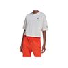 Adidas Alphabet Logo Print Crop Round Neck Short Sleeve T-Shirt Women Tops White H67199