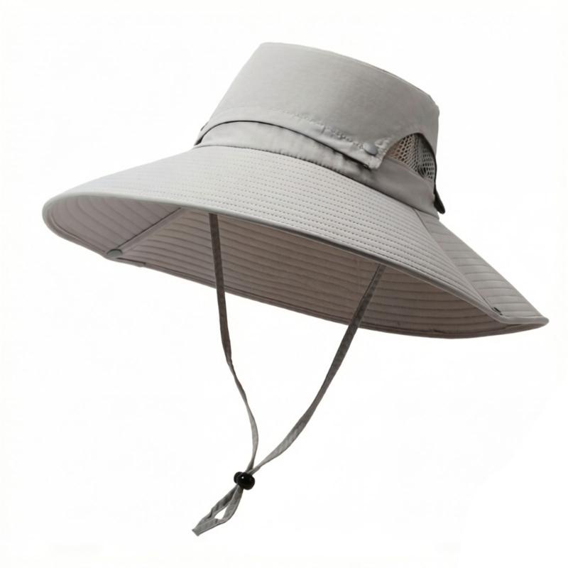 Adjustable Wide Brims Sun Hat For Men With Removable Top Panel Breathable Outdoor Fishing Cap Sun Protections