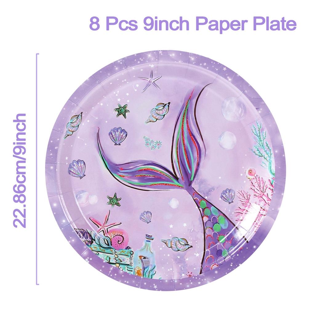 Mermaid Theme Disposable Tableware Mermaid Birthday Party Decor Kids Baby Shower Girls Under The Sea Party Wedding Party Suppies