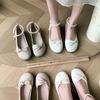 Mary Jane shoes, new pearl bow flats in summer 2025, shallow mouth fairy style with skirt, single shoes, women