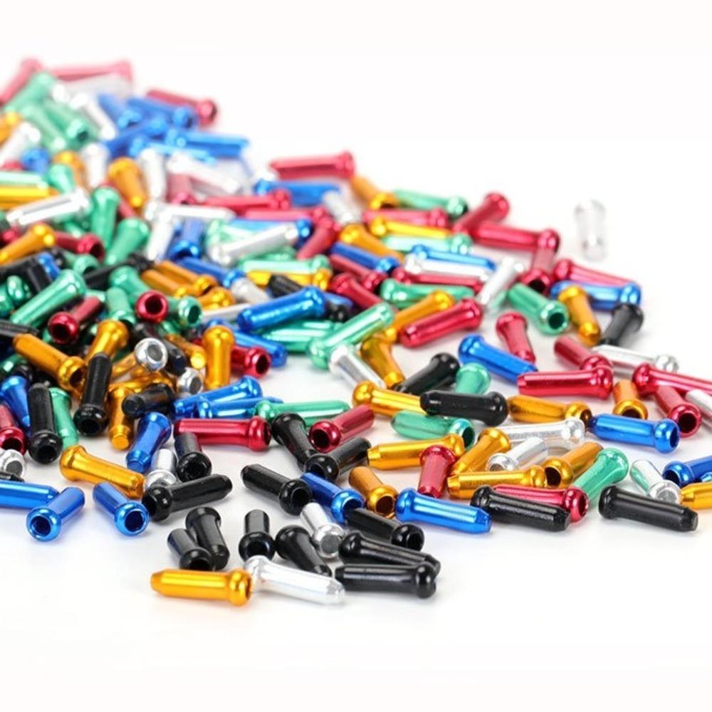 50pcs Aluminum Bicycle Cable End Caps Multiple Colors Brake Shift Derailleur Cable Tips Bike Line Core Caps for MTB Road Bike