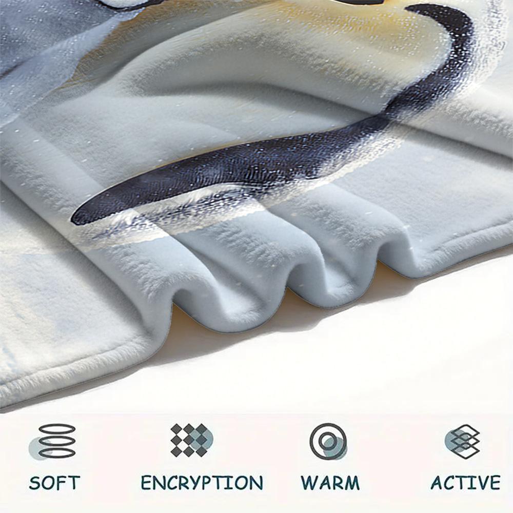 Penguin Print Flannel Blanket, High quality Comfortable for All Seasons, Home Decor, Warmth and Comfort, Perfect for Christmas Gifts