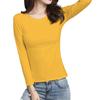 Women's Korean Style Slim Fit Long-Sleeve T-Shirt, Round Neck, Large Size Solid Color Top for Spring & Autumn