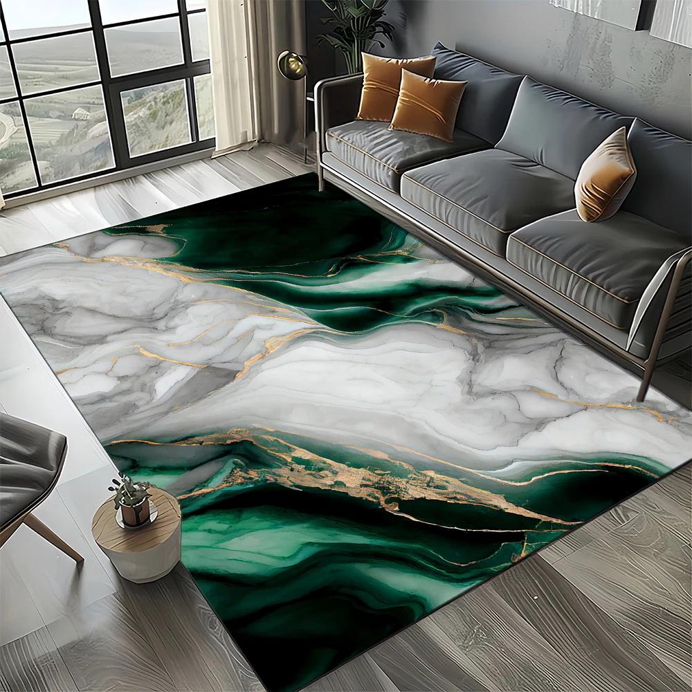 2025 New Style Colour Nature Marble Blue Gold Carpet Rug for Living Room Bedroom Home Sofa Decoration,Kid Non-slip Floor Mat