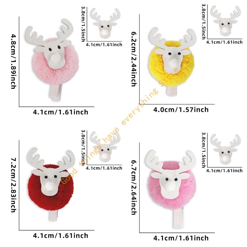 2 PIÈCES Clips en Bois de Rennes de Noël pour Notes Clip en Peluche Douce pour Porte-Photos pour Décoration de Sapin de Noël Mur de Photos 55KF