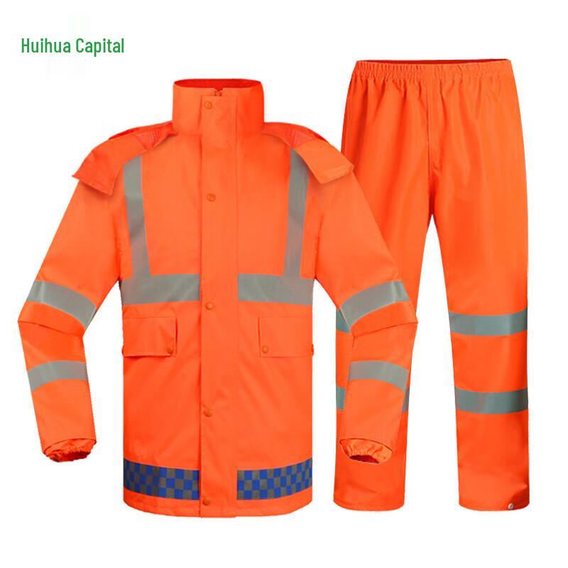 Huahuadu 9295 High-Visibility Fluorescent Orange Reflective Rain Suit 2XL175