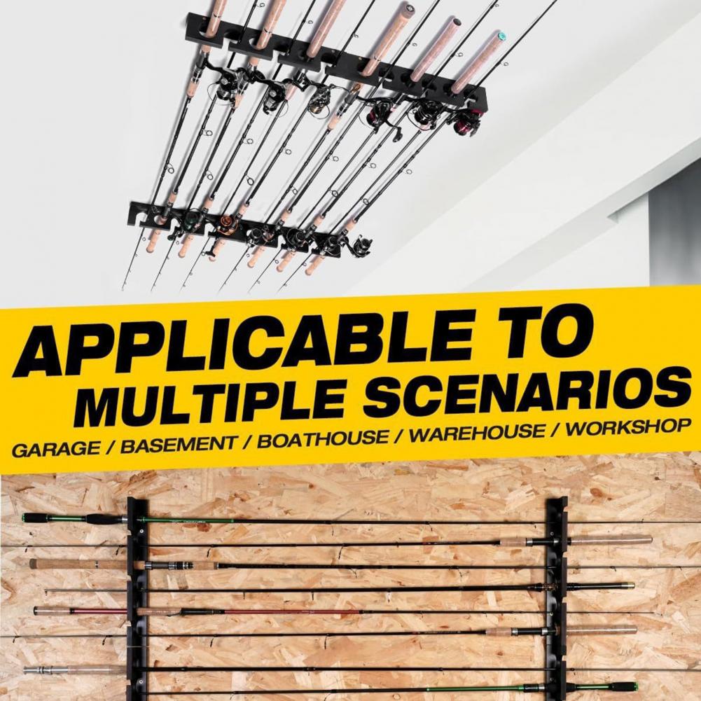 2Pcs 6 Hardwood Fishing Rod Storage Rack Multi-rod Fishing Stand Wooden Fishing Gear Storage Rack Wall Mount Rod Holder
