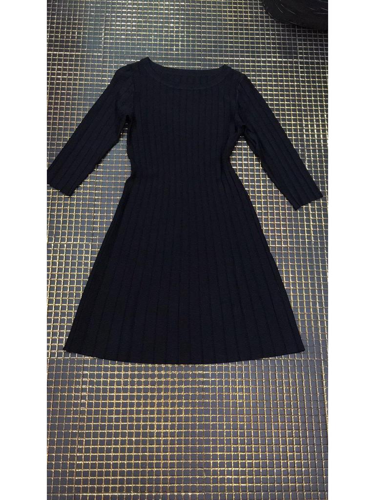 European and American Mid-Sleeve Knitted Jacquard Slimming Dress