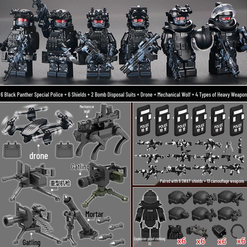 Delta Military Special Forces Police Figure Building Blocks - Ghost Soldier Assembly Toy for Kids