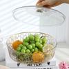 New Round Fruit Plate with Lid Transparent Fruit Tray Stone Grain Fruit Tray Desktop Sundries Storage Box Fruit Bowl
