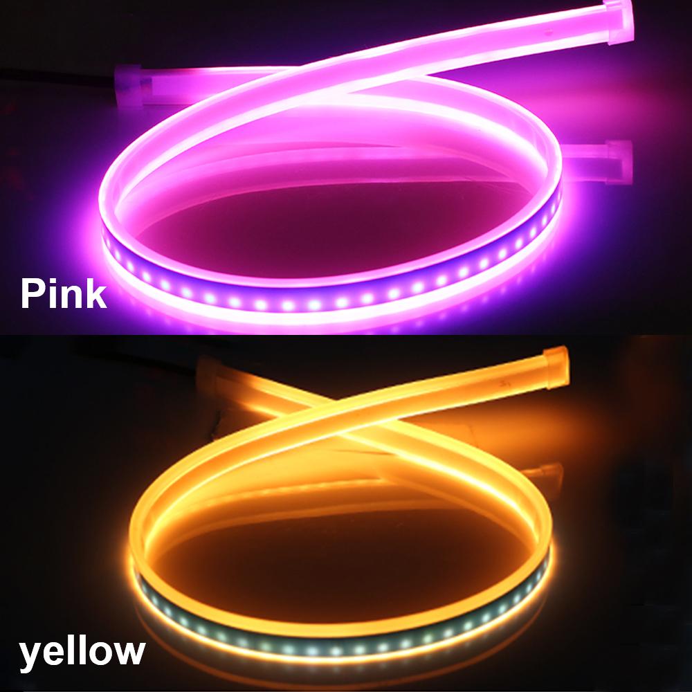 Wodoodporna elastyczna 1 para samochodów LED DRL stylizacja samochodu światło hamowania kierunkowskaz światło do jazdy dziennej przepływ