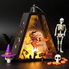 Halloween Handheld LED Lantern Portable Night Light with Pumpkin Castle Witch Pattern Battery Operated Halloween Lamp for Indoor Outdoor Party Decor
