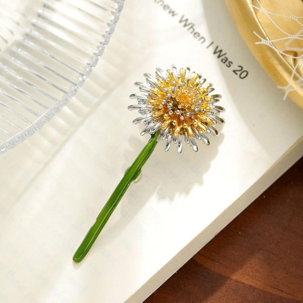 Grüne Farbe Löwenzahn Blume Broschen Blumenform Broschen Pins Neue Emaille Broschen Pins Damen