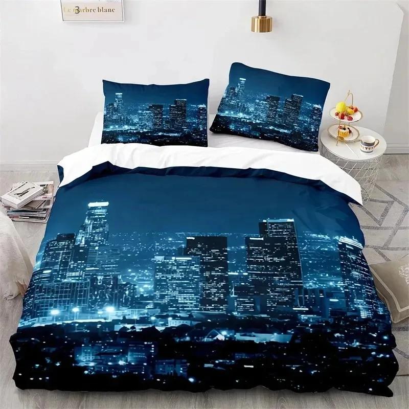 Statue of Liberty Duvet Cover King Size Microfiber World Famous Building Bedding Set New York Landmark Cityscape Comforter Cover