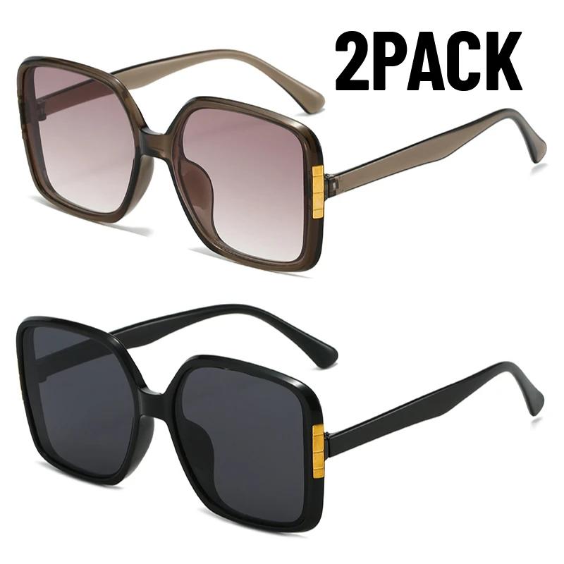 1/2PACK Vintage Oversized Square Sunglasses UV400 Men Women Fashion Brand Cat Eye Sun Glasses Hip Hop Outdoor Fishing Eyewear