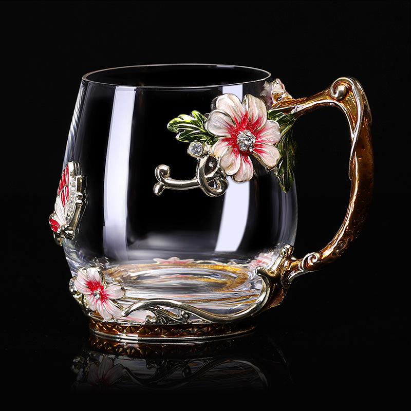 

Элегантная цветочная чайная чашка клуазоне для женщин - Роскошная чашка для воды для офиса и дома 301-400ml