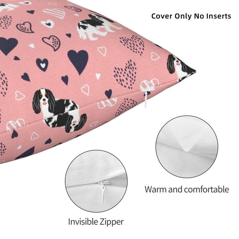 Custom Modern Cavalier King Charles Spaniel Cushion Cover for Sofa Velvet Cartoon Dog Pillow Case Bedroom Decoration
