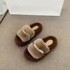 Thick-bottomed indoor and outdoor lazy cotton slippers for women to wear outside 2025 autumn and winter new fashion versatile home fluffy slippers fo